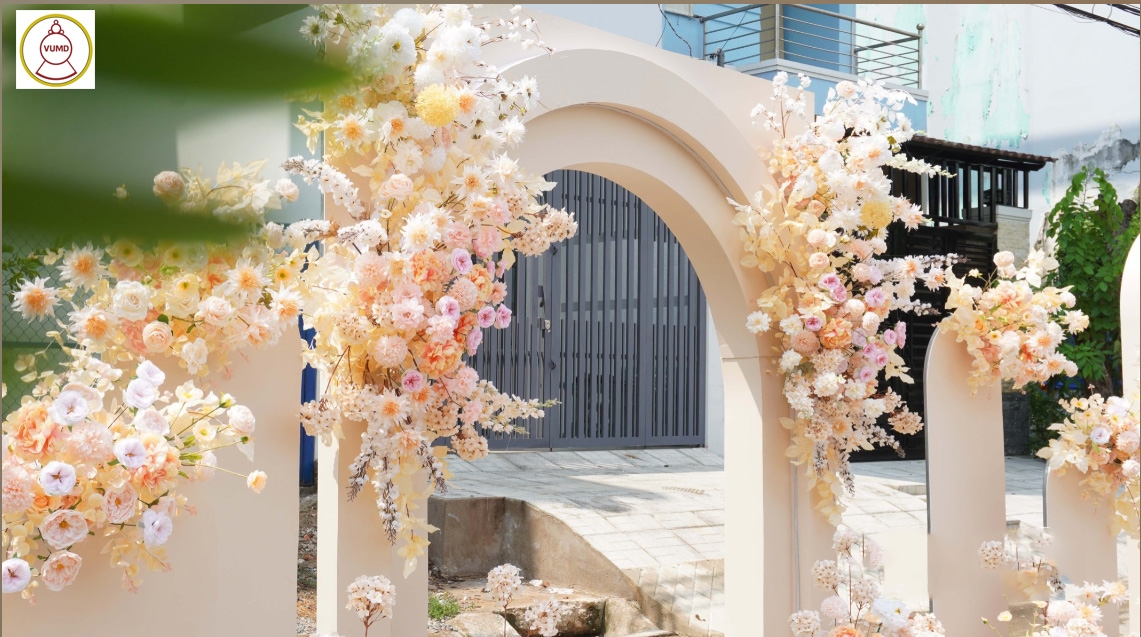Cổng hoa lụa đẹp